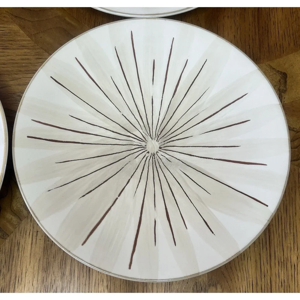 4 Pier 1 Imports Sanctuary Starburst Stoneware Dinner Plates 11.25